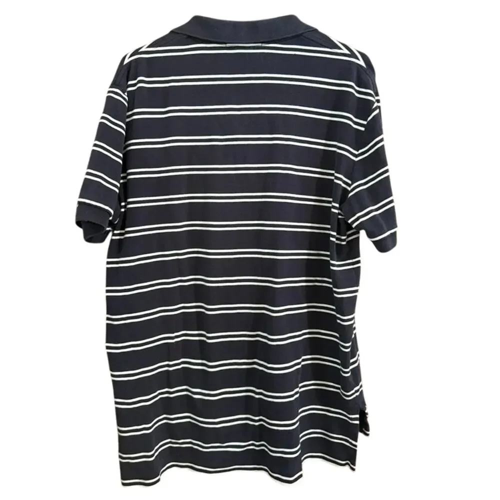 POLO RALPH LAUREN Men’s Navy Blue White Stripe Cotton Jersey Polo Shirt Size L